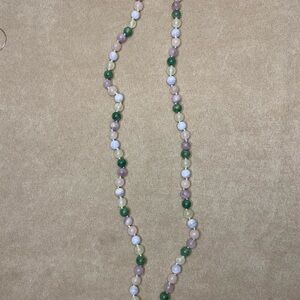Source Unknown Pastel Beaded Necklace with Green and Lilac Accents